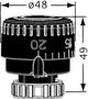 Schwarzes Voreinstell- und Absperrhandrad von IMI Hydronic Engineering mit Skala, aufgebaut auf einem runden Gehäuse, zur präzisen Einstellung in Heizsystemen.